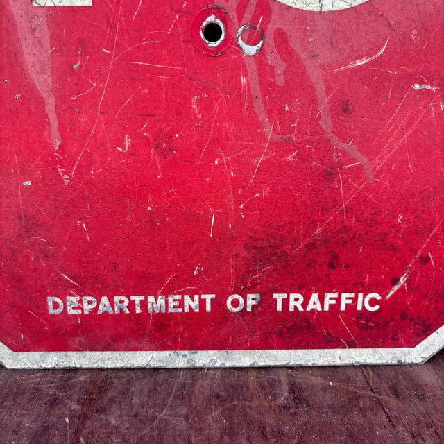 Mid 20th Century Large Mid Century Industrial Traffic Stop Sign, 24 X 24 For Sale - Image 5 of 15