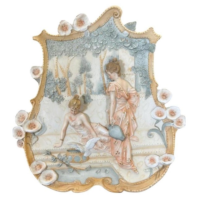 Art Nouveau Bisque Porcelain Classical Plaque For Sale - Image 14 of 14