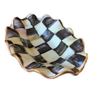 Vintage Mackenzie Childs Courtly Check Fluted Bowl For Sale
