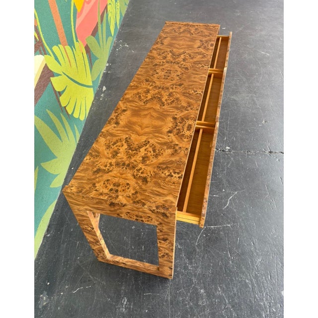 Postmod Faux Burl Console Table For Sale - Image 9 of 9