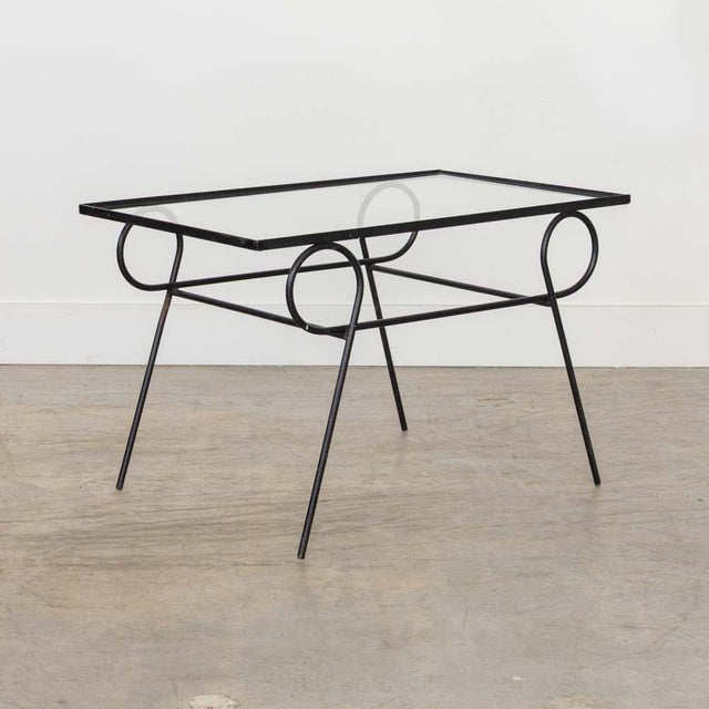 1940s French Iron and Glass Side Table For Sale - Image 4 of 13