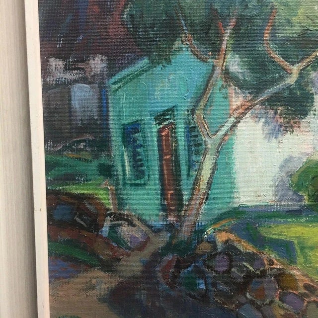 Blue Hans Schön, Punta Del Hidalgo 1972, Oil on Canvas For Sale - Image 8 of 13