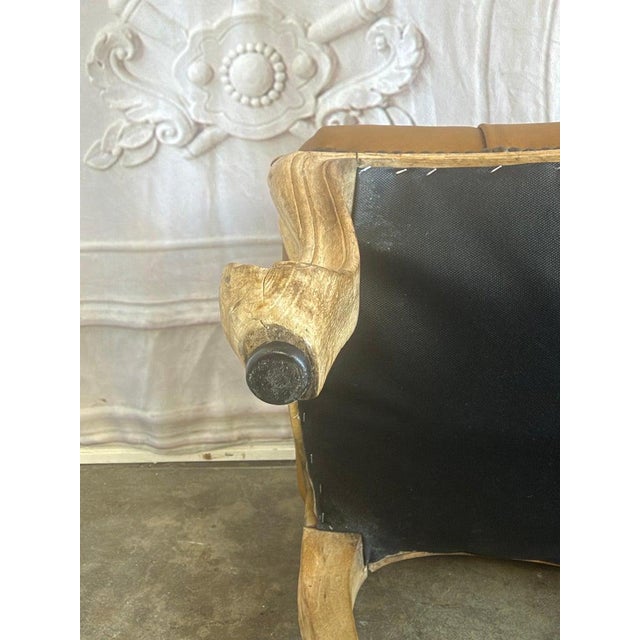 Auburn French Louis XV Style Tufted Bench - Caramel Leather For Sale - Image 8 of 14