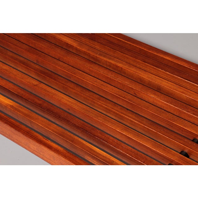 Teakwood and Metal Bench, Italy, 1970s For Sale - Image 10 of 11