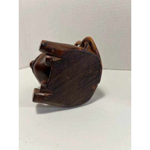 Wood Antique Japanese Hand Carved Wooden Monkey Figurine For Sale - Image 7 of 9