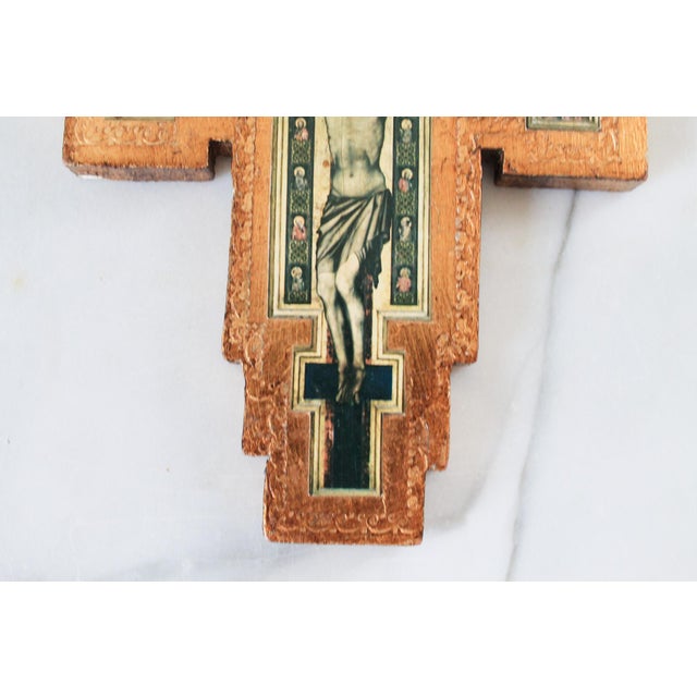 Mid 20th Century Italian Gold Leaf Wall Crucifix For Sale - Image 5 of 10