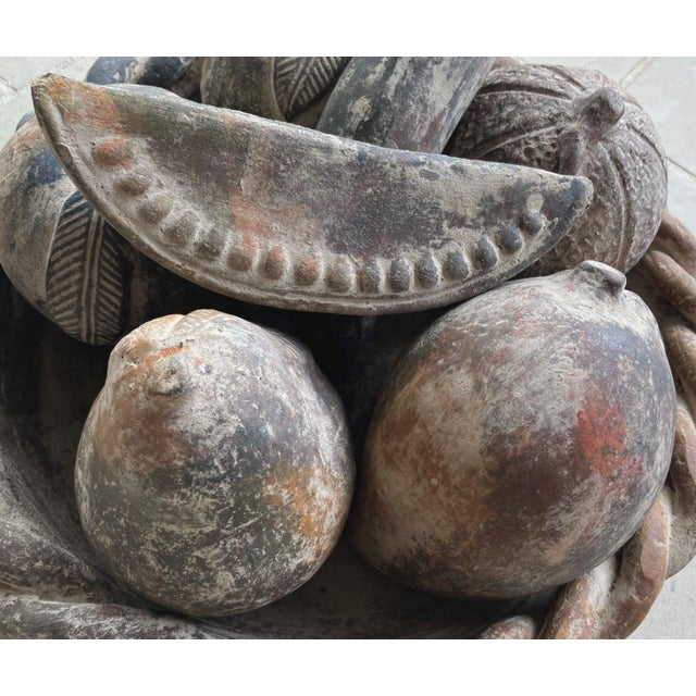 Late 20th-Century Mexican Barro Rojo (Red Clay) Earthenware Centerpiece Faux Fruit Platter - 8-Pieces For Sale - Image 4 of 18