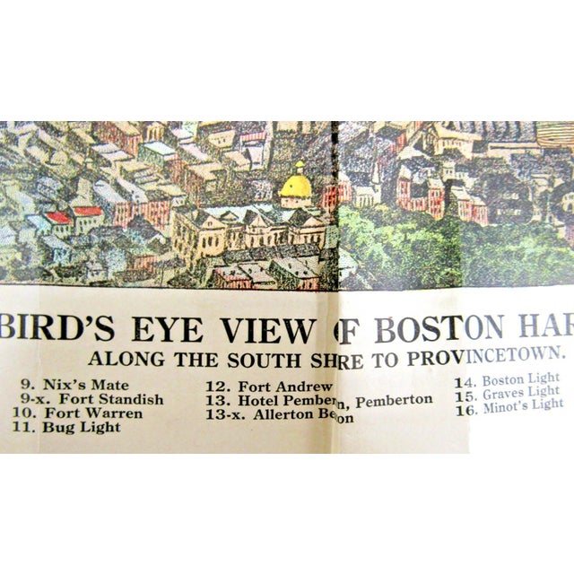 Paper 1920 Bird's Eye View of Boston Harbor Showing All Steamboat Routes by Union News For Sale - Image 7 of 11