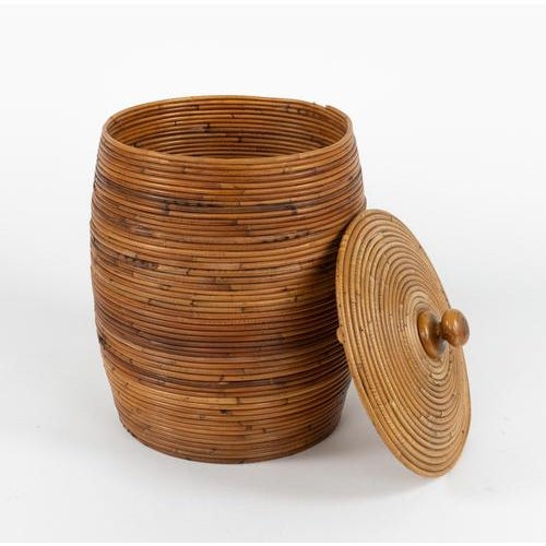 Mid-Century Modern Bamboo and Rattan Basket, Italy, 1970s For Sale - Image 4 of 13