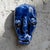 Mid-Century Modern Vintage Glazed Blue Ceramic Mask Wall Sculpture with Glass Eyes, 1980s For Sale - Image 3 of 4