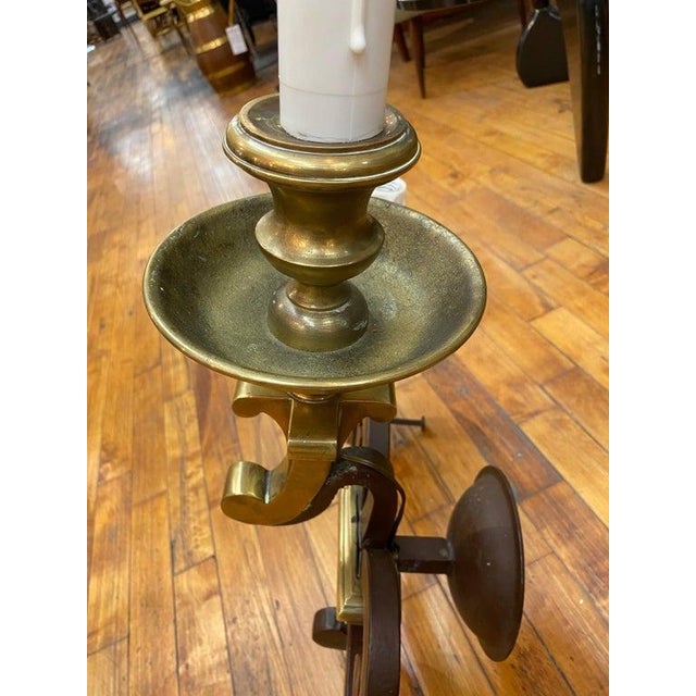 1950s Italian Patinated Iron & Brass Accent Hollywood Regency Sconce For Sale - Image 9 of 11