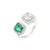 Boho Chic Awe-Inspiring Toi Et Moi Square Emerald Diamond Ring in 18k White Gold Size 7 For Sale - Image 3 of 5