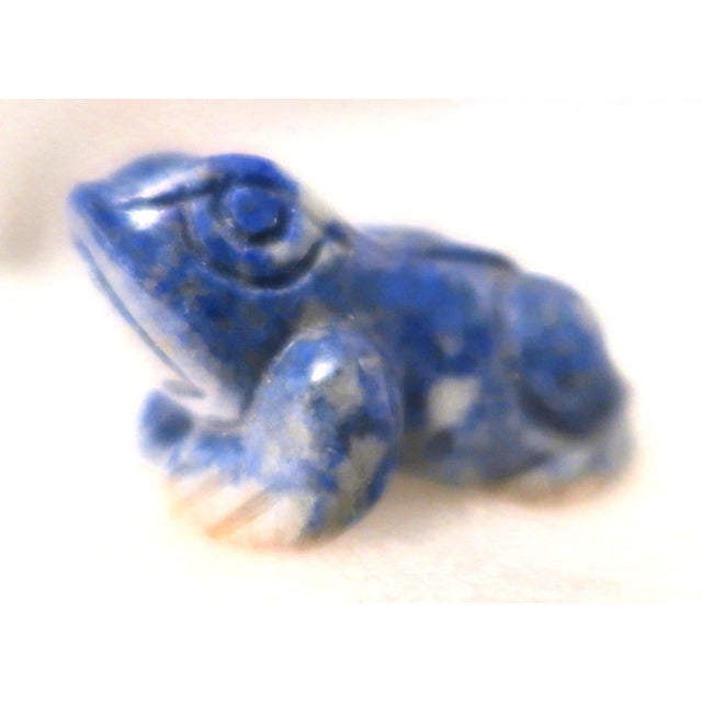 Miniature Well-Carved Frog of Lapiz Lazuli Stone - Frankie the Frog! For Sale - Image 11 of 17