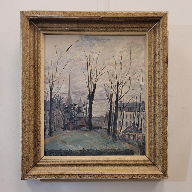 Henry Savoye, Urban View in Winter, 20th Century, Oil on Canvas For Sale - Image 4 of 18