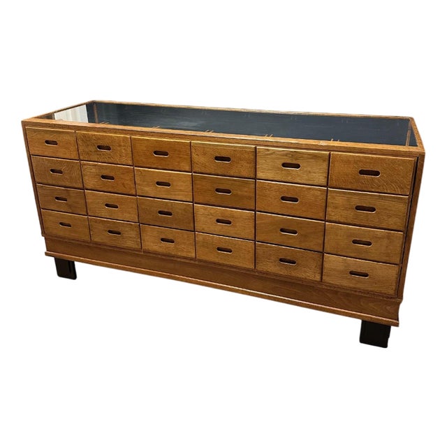 Oak Counter Display Case with 24 Drawers, 1920s For Sale