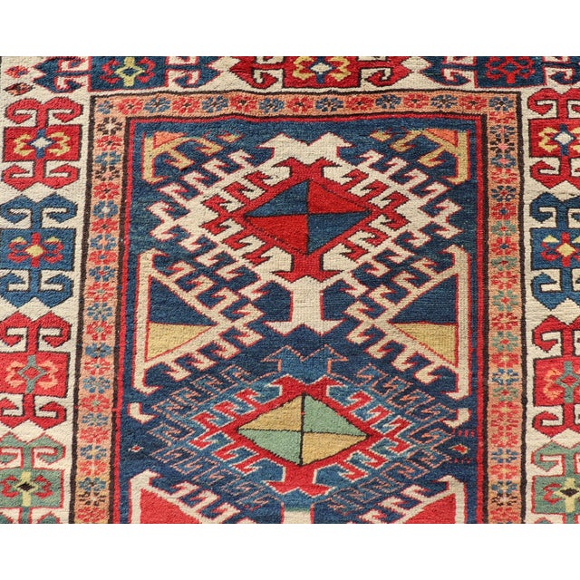 Antique Caucasian Kazak Runner Featuring Intricate Medallion Patterns 3'8 X 10'2 For Sale In Atlanta - Image 6 of 12