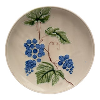 Large German Majolica Grapes Platter Circa 1920 For Sale