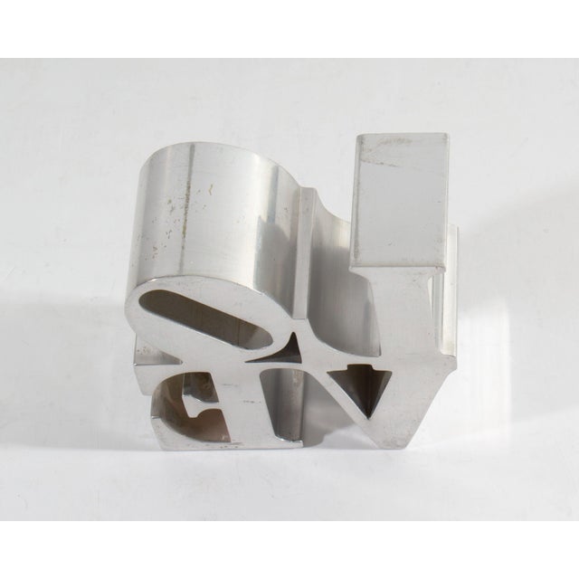 Robert Indiana Chrome Love Paperweight For Sale In Indianapolis - Image 6 of 8