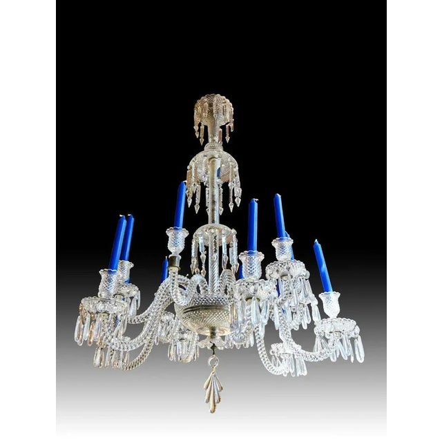 Crystal 12-Arm Chandelier with Finely Decorated with Pearls from Baccarat, 19th Century For Sale - Image 5 of 12