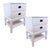 A stylish pair of contemporary two-drawer nightstands professionally refinished in a crisp Super white by Benjamin Moore...