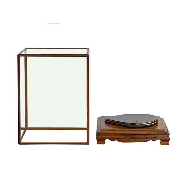 Asian Vintage Glass Transparent Rectangular Shape Cover Display Case For Sale - Image 3 of 9