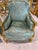 Textile French Louis XV Style Blue-Green Bergere Wing Chair Set of 2 Chairs For Sale - Image 7 of 7