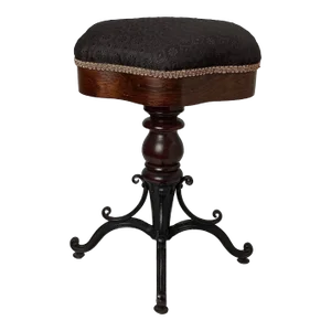 Late 19th Century Victorian Piano Stool With Rosewood & Iron Base