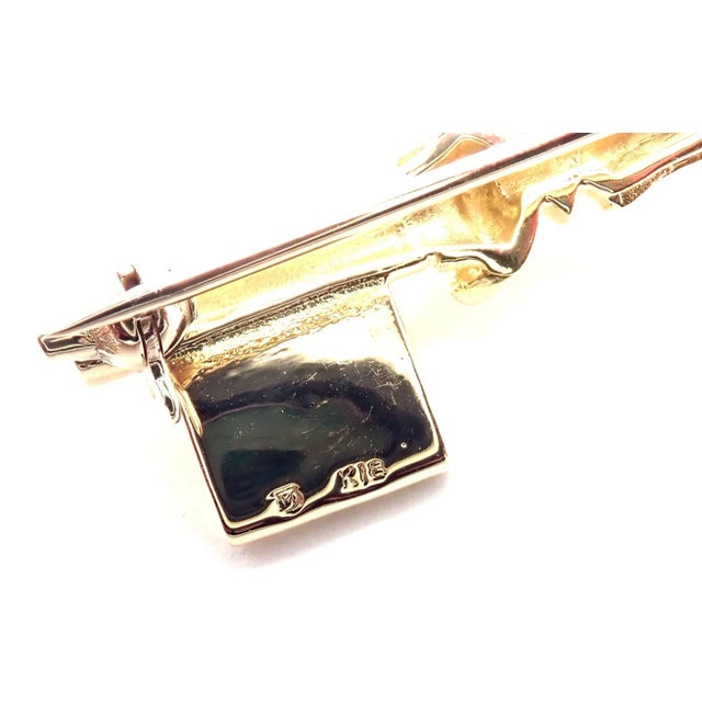 Vintage Mikimoto 18k Yellow Gold Key Blue Enamel Brooch Pin For Sale In Philadelphia - Image 6 of 9