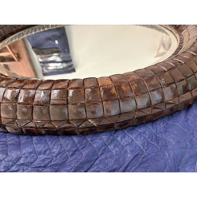 Vintage Large Coconut Shell Round Mirror For Sale - Image 10 of 11