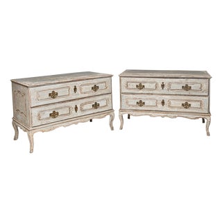 Grey Baroque Commodes, 1780, Set of 2 For Sale