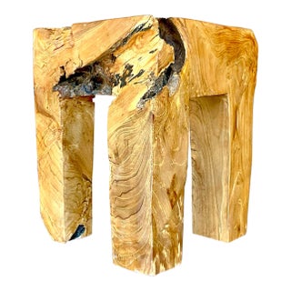Vintage Organic Modern Sculptural Burl Wood Drinks Table For Sale