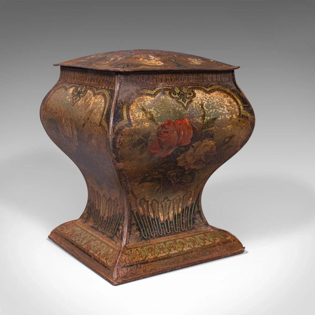 English 1910s Antique Edwardian English Decorative Biscuit Tin For Sale - Image 3 of 13