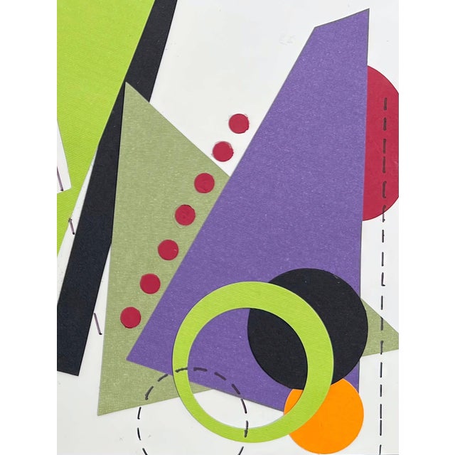 Abstract This Must Be The Place by Amy Hutcheson | Paper collage on wood cradle abstract shapes and colors For Sale - Image 3 of 4