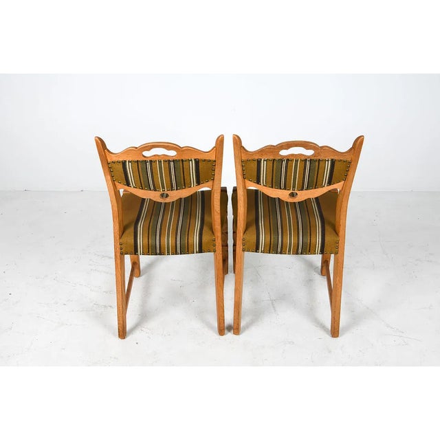1970s Vintage Danish Oak Dining Chairs in the Style of Henning Kjærnulf, Set of Eight For Sale - Image 13 of 15
