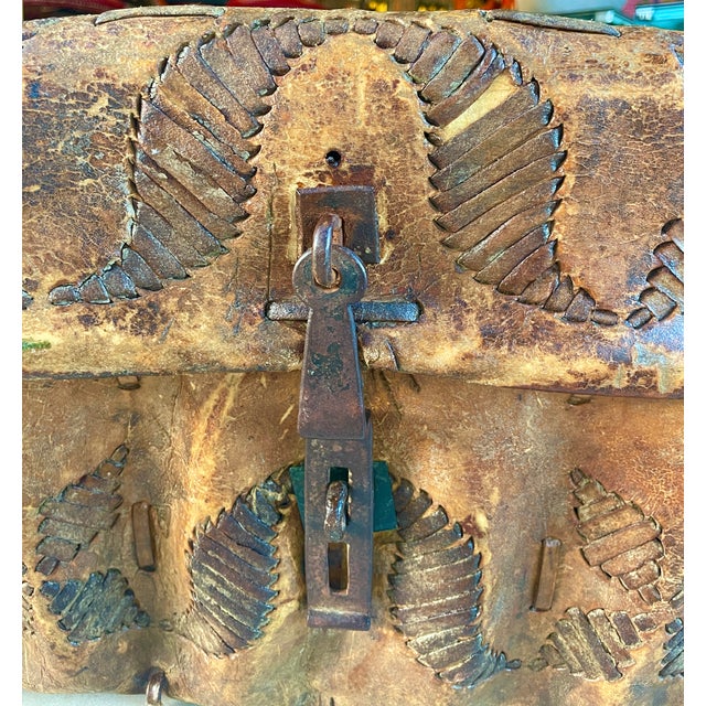 Early 19th Century 19th C. Spanish Colonial Leather Petaca W/Iron Clasp For Sale - Image 5 of 8