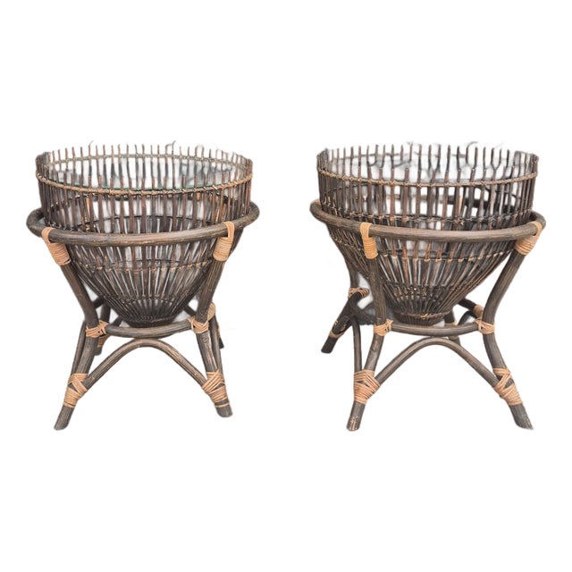 Vintage Pair of Japanese Fish Trap Stand For Sale