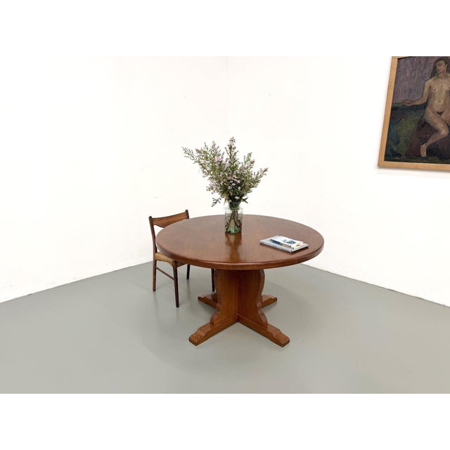 Brutalist Round Table in Oak, 1960s For Sale - Image 14 of 18