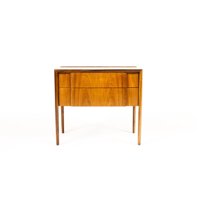 Mid-Century Modern 1960s Danish Modern Mid Century Walnut Nightstand Chest — Barney Flagg for Drexel Parallel For Sale - Image 3 of 9