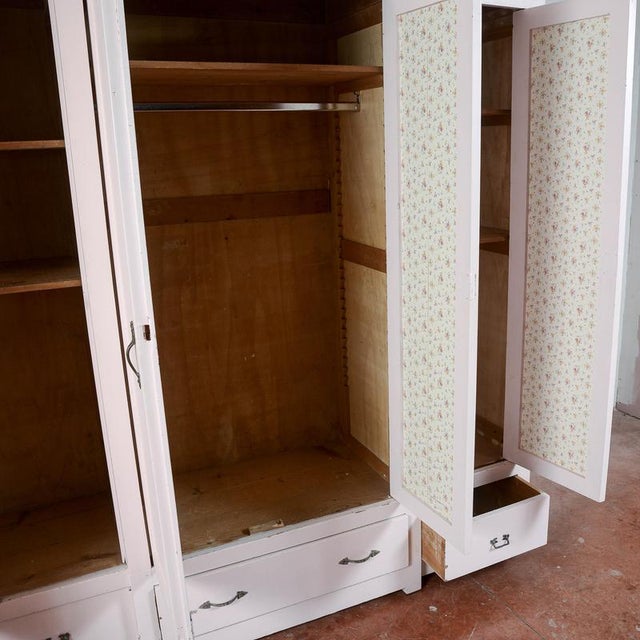 Wood Vintage Pink-Stained 4-Door Wardrobe For Sale - Image 7 of 18