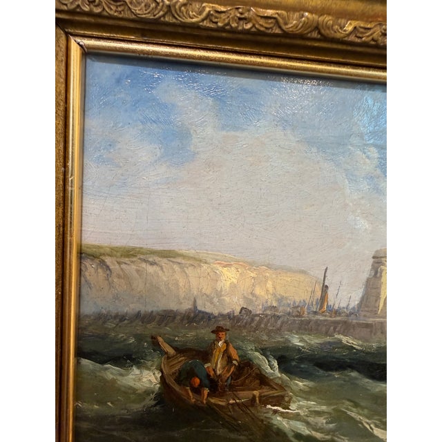 1900 - 1909 19th Century Oil on Canvas Boats For Sale - Image 5 of 7