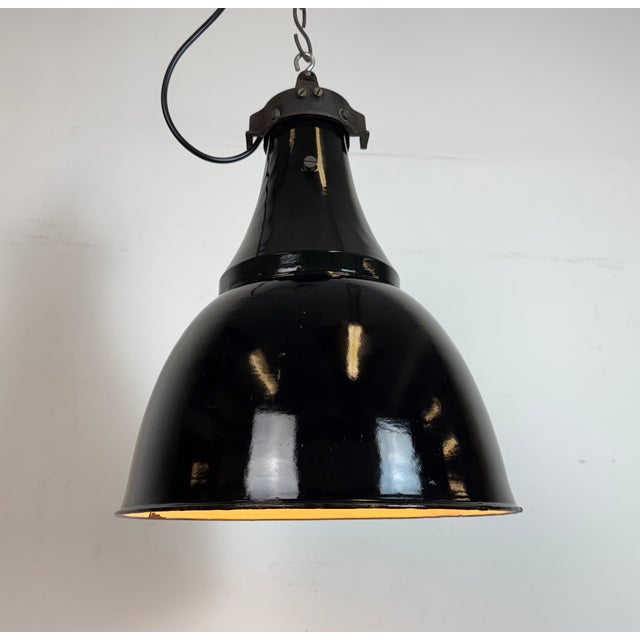 Industrial Bauhaus Pendant Lamp in Black Enamel, 1930s For Sale - Image 11 of 18