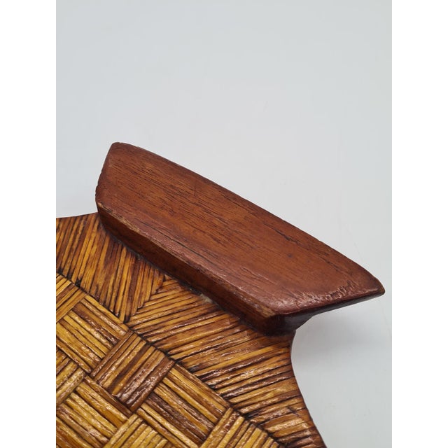 Mid-Century Modern Mid-20th Century Wooden Tray with Geometric Inlay and Handles, 1950s For Sale - Image 3 of 9