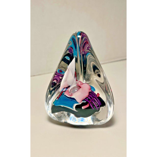 Set of Three 1990s Schmidt Rhea Signed Handblown Art Glass Abstract Paperweights Very good original condition! No chips or...