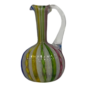 Mid-Century Venetian Laticino Glass Ewer