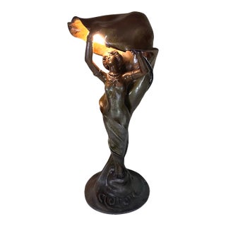 Early 1900’s “Aurore” Dancer - A Loie Fuller Lamp Signed L. Bessin For Sale