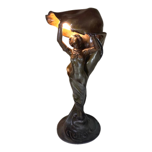 Early 1900’s “Aurore” Dancer - A Loie Fuller Lamp Signed L. Bessin