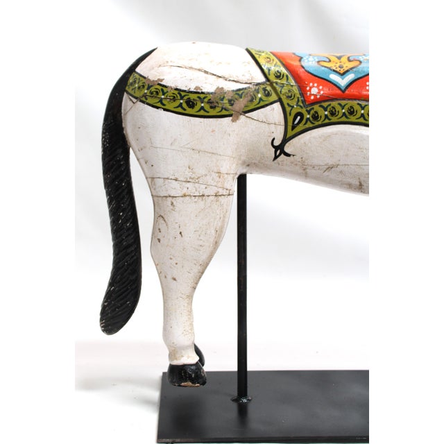 1960s Carousel Horse on Iron Base, Green, Blue, Yellow and Orange For Sale - Image 5 of 12