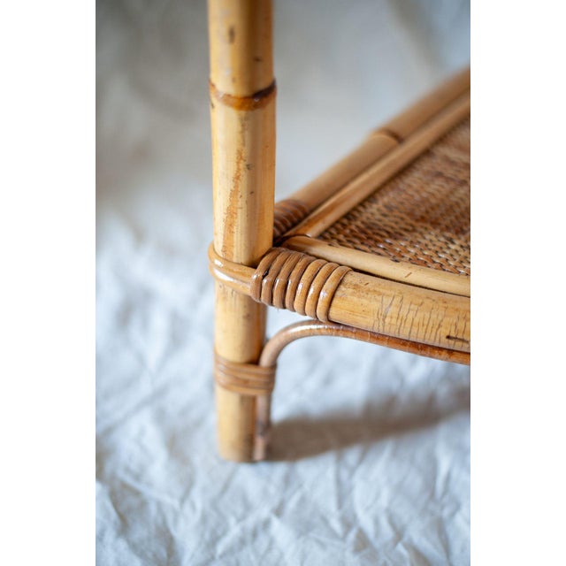 Bamboo and Rush Fabric Shelf, 1970s For Sale - Image 6 of 7