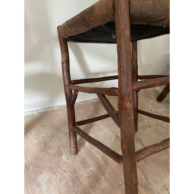 Pair of Old Hickory “Old Faithful” Upholstered Barstools For Sale In Savannah - Image 6 of 8