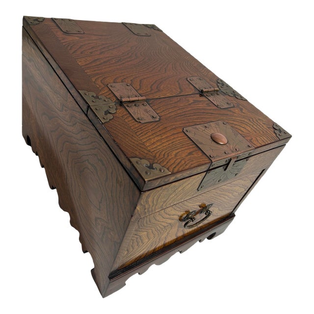 Late 20th Century Korean Jwagyeong, Folding Mirror Zeldova Wood Box With Drawer - 1 Piece For Sale